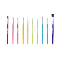10pc Paintbrush Set - Mondo Llama™: Nylon & Wood, Watercolor, Oil, Tempera, Acrylic, Artist Brushes, Off-White