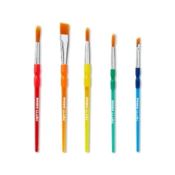 5ct Paintbrush Set - Mondo Llama™: Multicolor Artist Brushes For Watercolor, Round & Flat, 6.25" Length