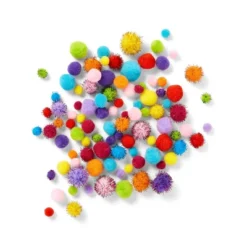 400ct Pom-Pom Combo Pack - Mondo Llama™: Multicolor Craft Embellishments, PET & Polypropylene, Ages 6+