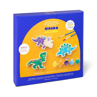 3pk Paint-Your-Own Wood Dinosaur Set - Mondo Llama™: Non-Toxic Craft Kit With Acrylic Paints & Brushes For Kids 3+ 2 3pk Paint-Your-Own Wood Dinosaur Set - Mondo Llama™: Non-Toxic Craft Kit With Acrylic Paints & Brushes For Kids 3+ - Image 2