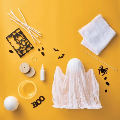 3ct Halloween Craft Cheesecloth Ghosts Décor Kit - Mondo Llama™ 2 3ct Halloween Craft Cheesecloth Ghosts Décor Kit - Mondo Llama™ - Image 2