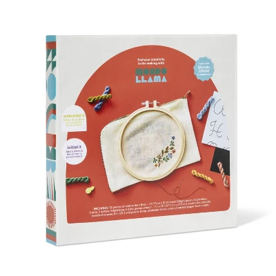 Embroidery Pouch Kit - Mondo Llama™: Craft Activity Kit With Floss & Needle, Art & Design Theme, Adult Knitting Set 2 Embroidery Pouch Kit - Mondo Llama™: Craft Activity Kit With Floss & Needle, Art & Design Theme, Adult Knitting Set - Image 2