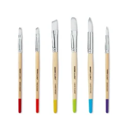 6pc Artist Paintbrush Set - Mondo Llamaā¢: Nylon & Wood, Watercolor, Oil, Acrylic, Tempera, Filbert, Angle, Round