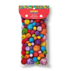 100ct Sparkle Pom-Poms - Mondo Llama™: Multicolor Craft Embellishments, PET & Polypropylene, Ages 6+, 100 Pieces -Artful Craft Shop GUEST e6295615 3b08 48e7 9dd9 f0937ae57ddf