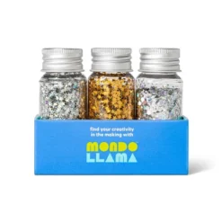 3pk Specialty Glitter Silvers And Golds - Mondo Llama™: Craft Embellishments, Metallic Silver & Gold, PET Material, Ages 6+ -Artful Craft Shop GUEST f4255a88 b514 4a5c 9cc5 ea3d0722308e